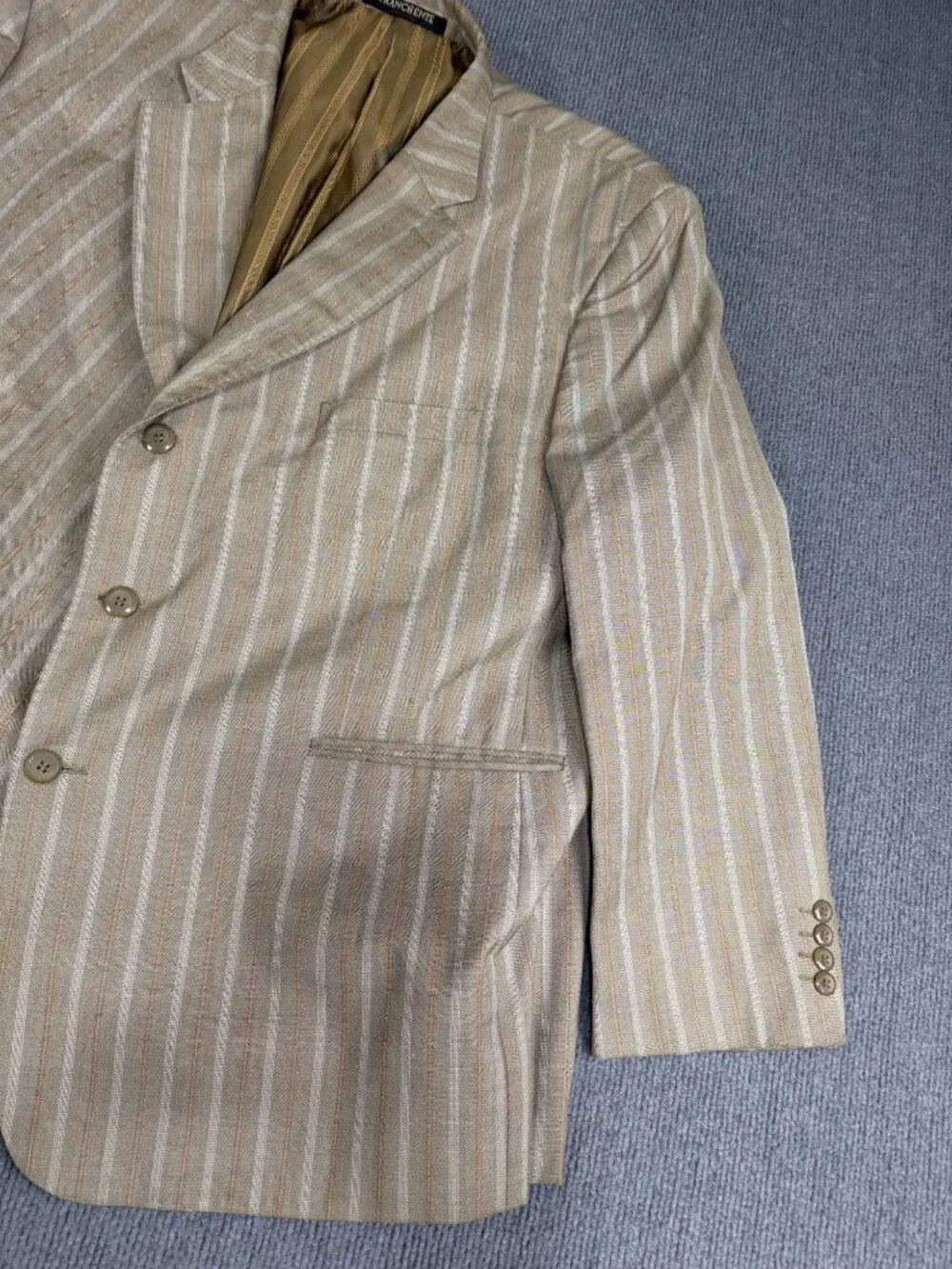 Franchente Mens Beige Striped Blazer 52S